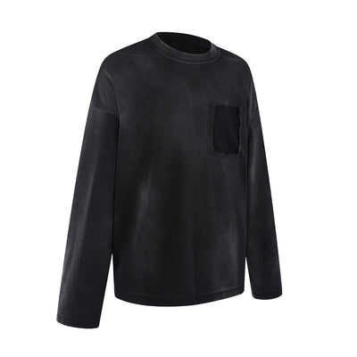 Faded Color Block Pocket Long Sleeve