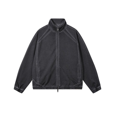 Lightweight Mesh Stand Collar Elastic Hem Zip Jacket