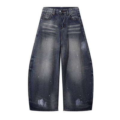 Splatter Wash Distressed Wide Leg Jeans