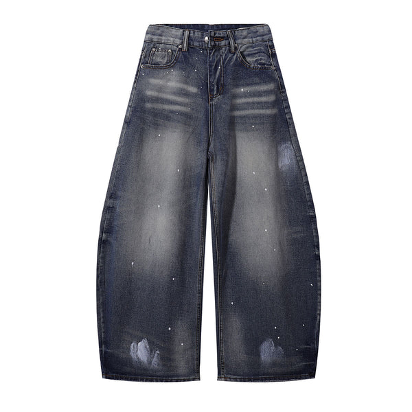 Splatter Wash Distressed Wide Leg Jeans