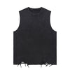 Black Washed Cotton Ripped Muscle Tank 8.25oz