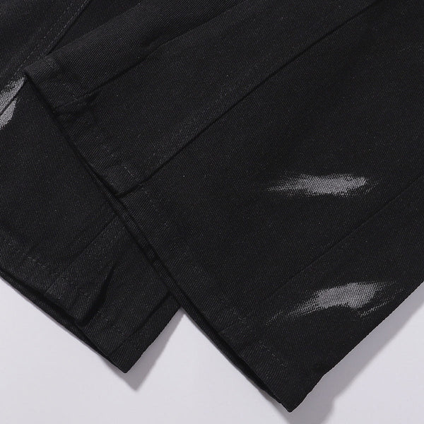 Black Rhinestone Star Appliqué Denim Jeans