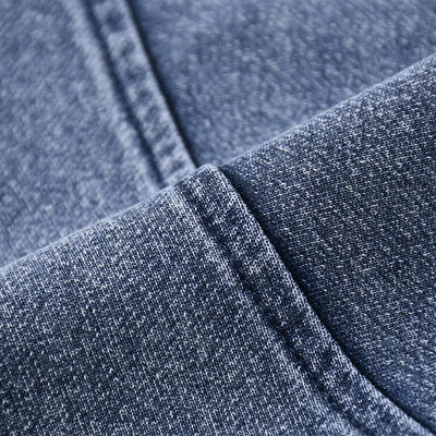 Double Slider Zip Knit Denim Hoodie