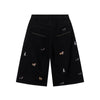 Dog Embroidery Design Vintage Washed Denim Shorts