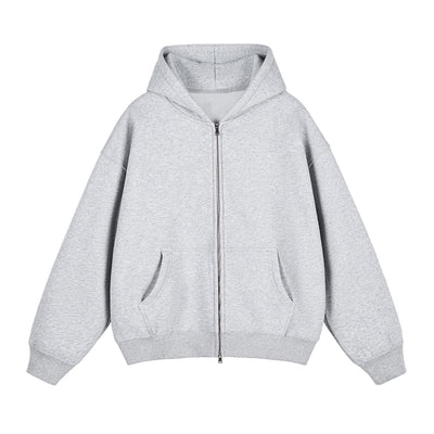 Heavyweight Double-Slider Zipper Fleece Hoodie