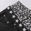 Star Pattern Lace Up High Waist Denim Jeans