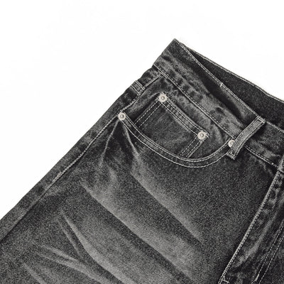Vintage Black Wrinkle Wash Baggy Jeans
