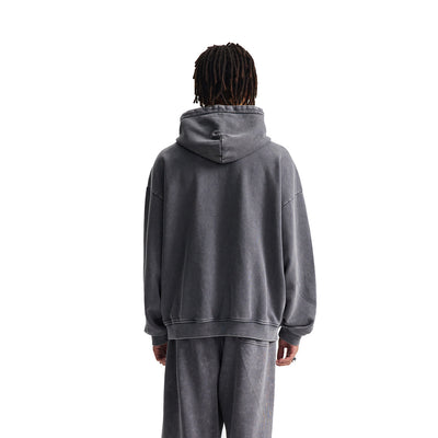 Double Yarn Vintage Washed Zippered Comfort Hoodie