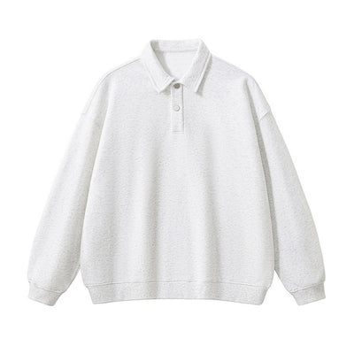 Solid Color Fleece Polo Collar Sweatshirt