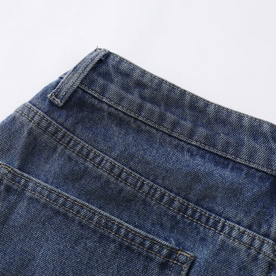 Ripped Patchwork Camo Denim Bermuda Shorts