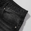 Black Acid Wash Distressed Wide Leg Denim Jeans