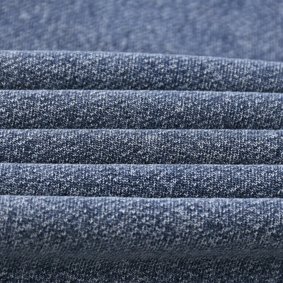 Double Slider Zip Knit Denim Hoodie