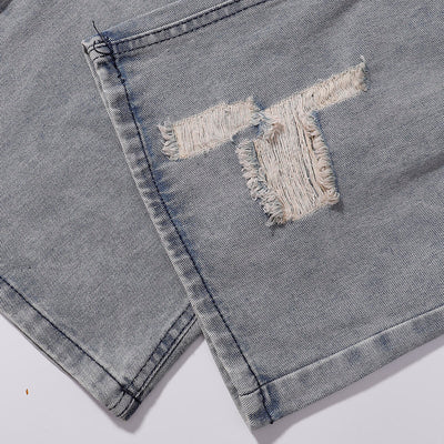 Heavily Distressed Vintage Wash Baggy Jeans