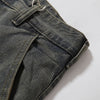 Utility Distressed Straight Leg Denim Jeans