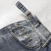 Adjustable Side Strap Distressed High Waist Shorts