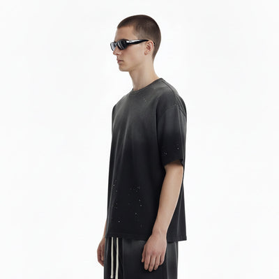 Splatter Dye Washed Distressed Air Mamba Cotton Tee