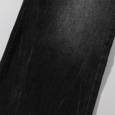 Black Acid Wash Distressed Wide Leg Denim Jeans