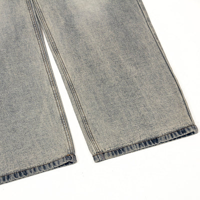 Light Wash Faded Wide-Leg Denim Pants