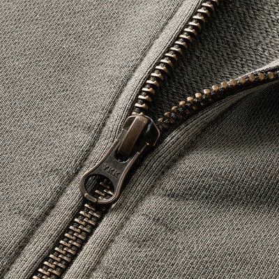 Stand Collar Panel Detail Washed Zip Up Sweatshirt
