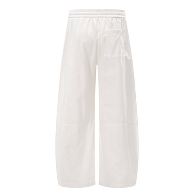 Solid Tint Linen-Blend Barrel Pants