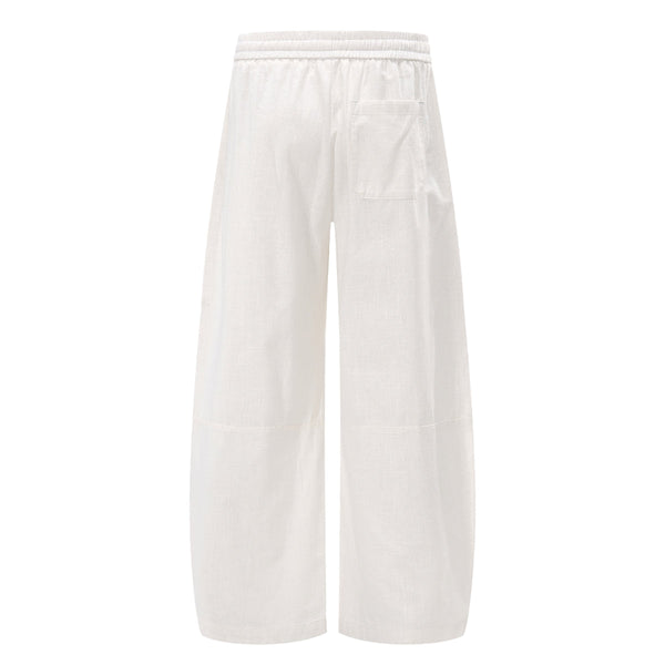 Solid Tint Linen-Blend Barrel Pants
