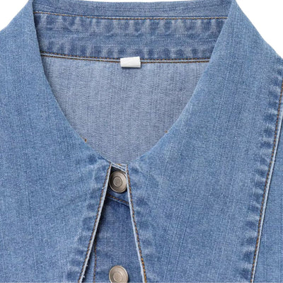 Women's Denim Shirt Stylish Blouse Layered Design Top