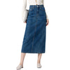 High-Rise Straight Denim Midi Skirt