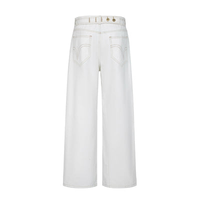 Paris Button Baggy Wide-Leg Denim Jeans