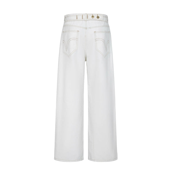Paris Button Baggy Wide-Leg Denim Jeans