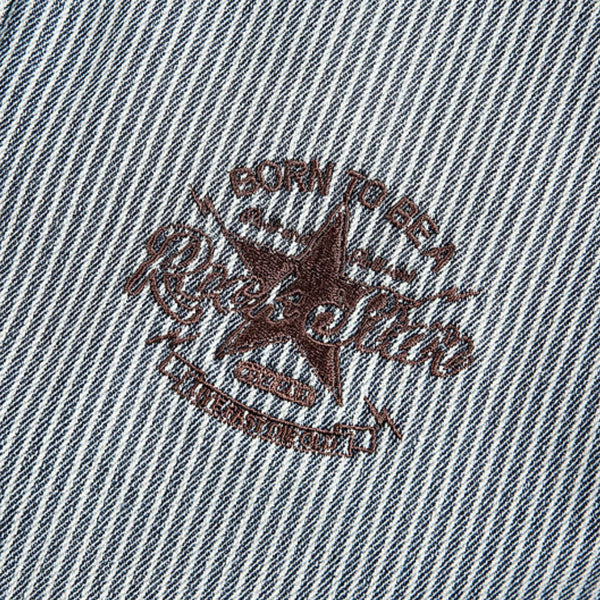 American Striped College Style Embroidered Denim Jacket