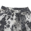 Washed Ink Dye Cow Print Cargo Pocket Relaxed Wide-Leg Bermuda Denim Shorts