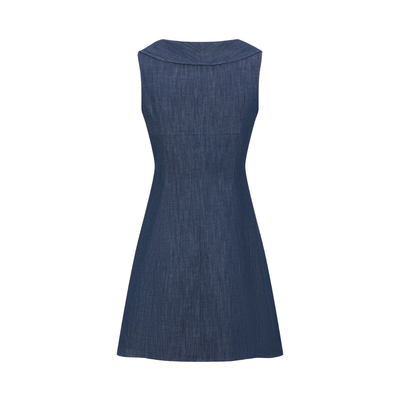 Peter Pan Collar Dark Wash Denim Mini Dress
