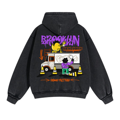 Brooklyn New York Graffiti Double Slider Zip Hoodie-INNBLAC