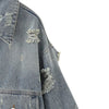 Asymmetrical Hem Cropped Ripped Denim Jacket