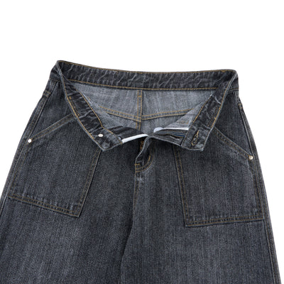 Vintage Washed Slub Distressed Baggy Denim Pants