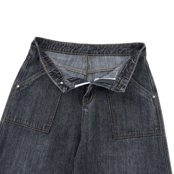 Vintage Washed Slub Distressed Baggy Denim Pants