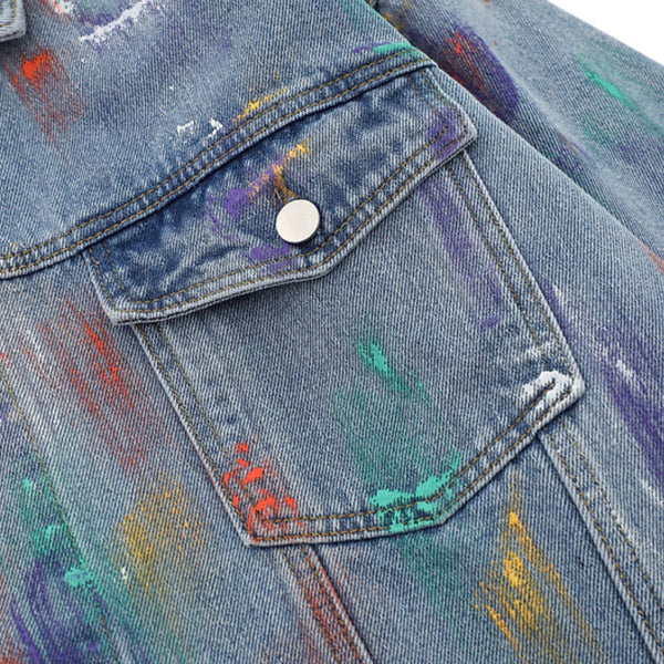Colorful Tie-dye Vintage Loose Denim Jacket
