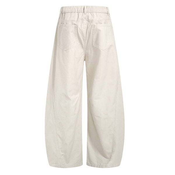 Vintage Washed Curved Panel Barrel-Leg Pants