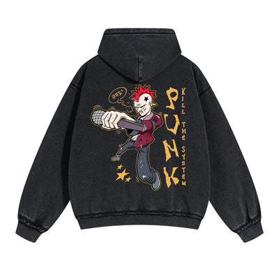 PUNK Street Punk Double Slider Zip Hoodie-INNBLAC