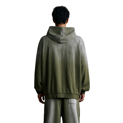 Ombre Raw Edge Kangaroo Pocket Distressed Hoodie