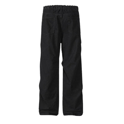 Solid Color Vintage Washed Panel Detail Relaxed Cargo Pants