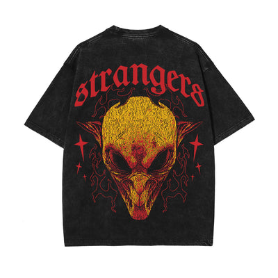 Strangers Streetwear Graphic Stone Wash Tee-INNBLAC