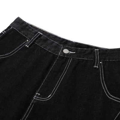 Raw Denim Deconstructed Wide Leg Denim Shorts