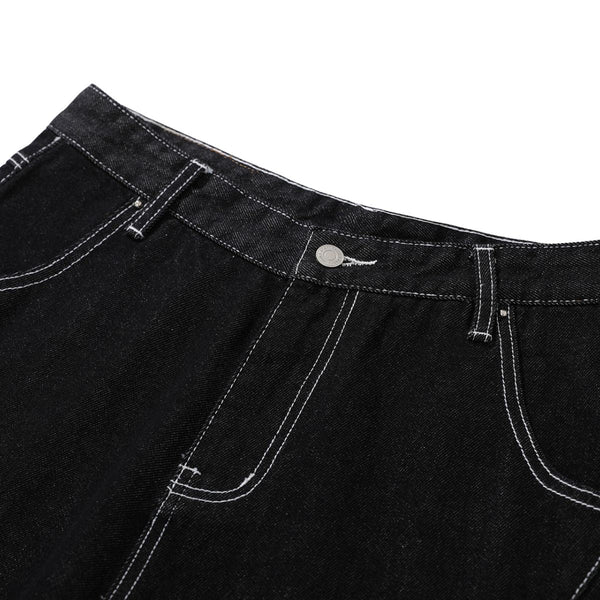 Raw Denim Deconstructed Wide Leg Denim Shorts