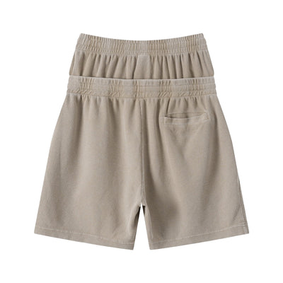 West Coast Waffle Double Waistband Snow Washed Distressed Shorts