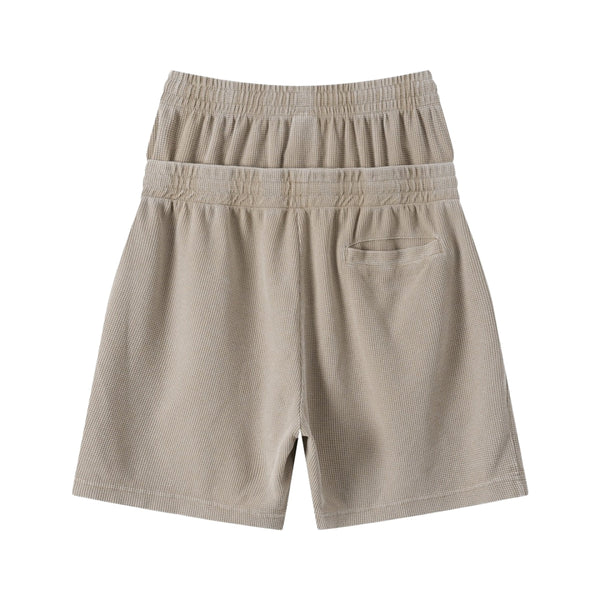West Coast Waffle Double Waistband Snow Washed Distressed Shorts