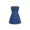 Strapless Lace-Up Side Denim Dress