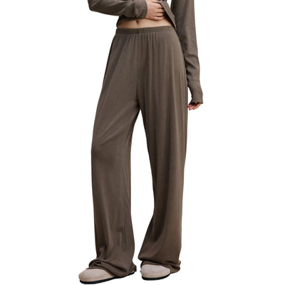 Women's Relaxed Straight Leg Ribbed Trousers