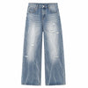 Distressed Fade Relaxed Flare Denim Jeans