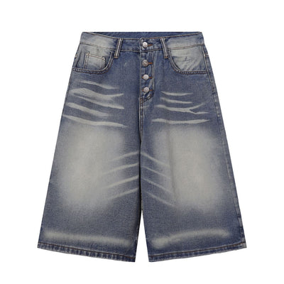 Vintage Frost Wash Button Fly Denim Shorts